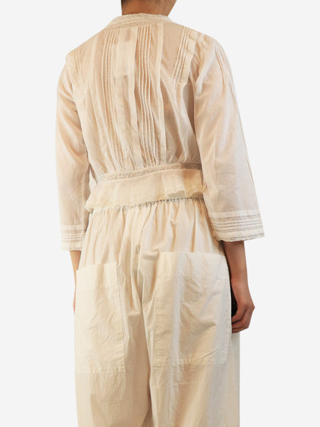 White lace-trim cotton blouse - size S alternate image