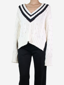 G. G. White contrast trim cable knit jumper - size S