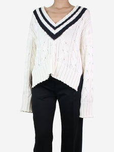 G. Label by Goop G. White contrast trim cable knit jumper - size S