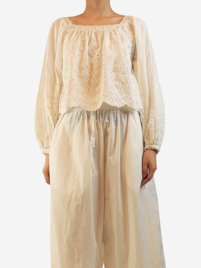 White embroidered cotton top - size S