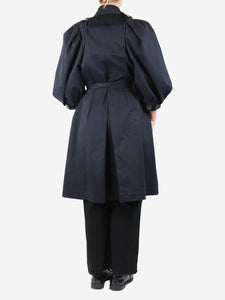 Simone Rocha Black puff-sleeved lace-trimmed trench coat - size UK 12