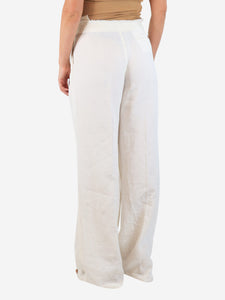 Jil Sander Cream pleated linen trousers - size UK 10