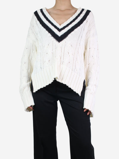 G. White contrast trim cable knit jumper - size S Knitwear G. 