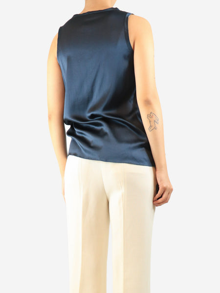 Midnight blue sleeveless satin top - size S alternate image