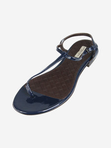 Bottega Veneta Dark blue patent T-bar sandals - size EU 37