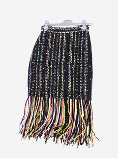 Black tweed fringe midi skirt - size UK 8 Skirts MSGM 