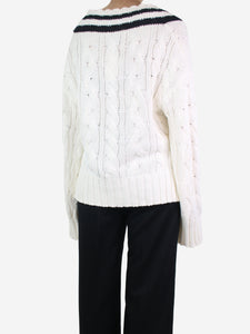 G. G. White contrast trim cable knit jumper - size S