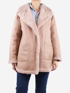 Brunello Cucinelli Dusty pink reversible sheepskin jacket - size UK 10