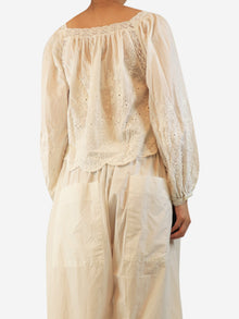 White embroidered cotton top - size S Tops Mille 