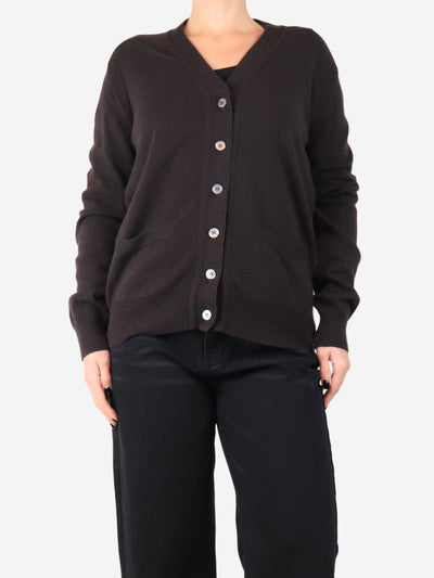 Dark brown cashmere pocket cardigan - size M Knitwear Crimson 