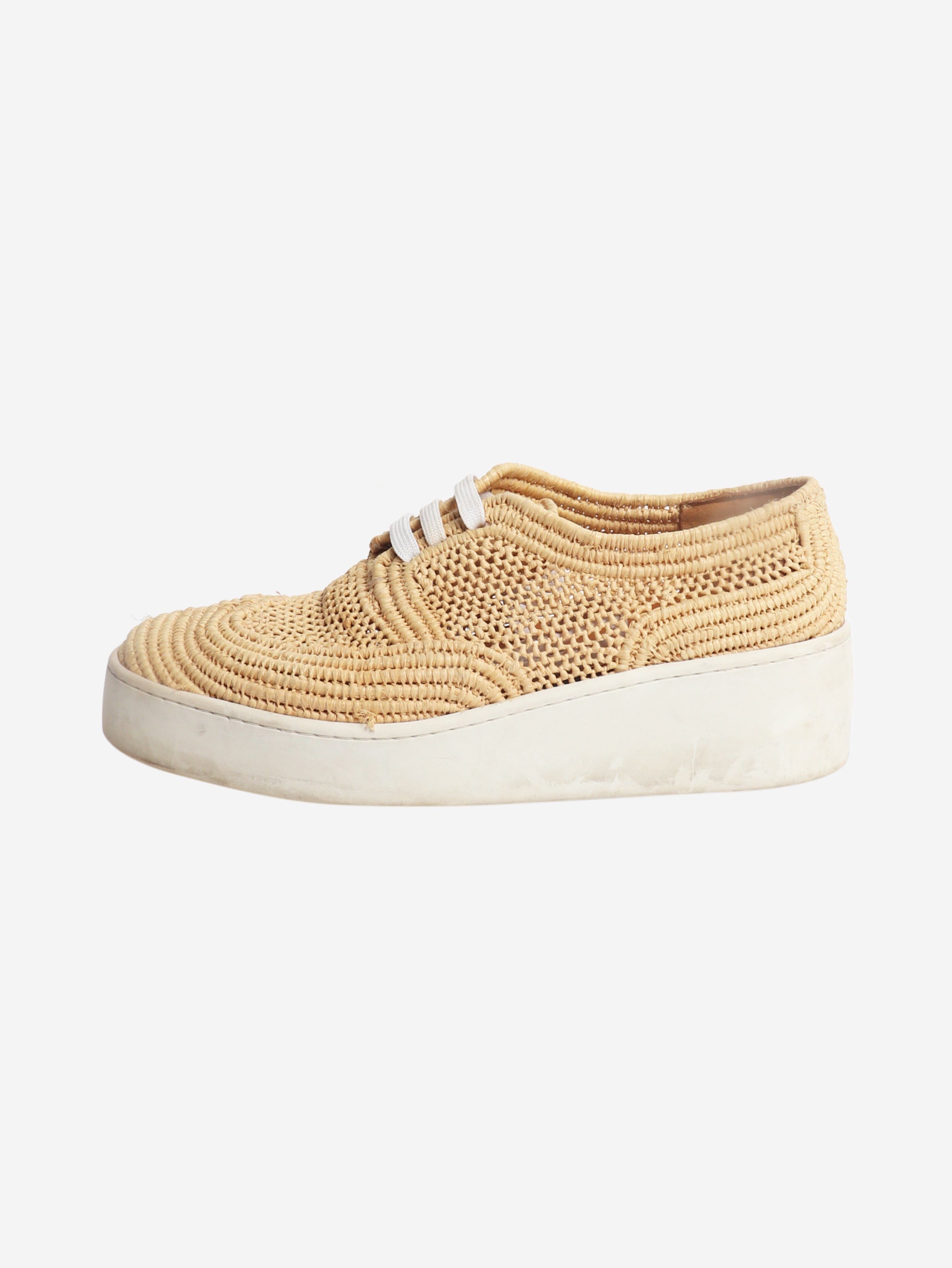 Neutral woven raffia platform shoes - size EU 38.5 Flat Shoes Clergerie 