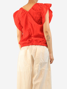Red ruffled nylon-blend top - size UK 12 Tops Victoria Beckham 