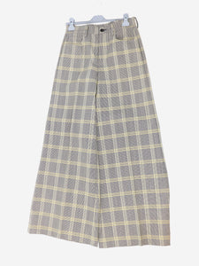 Marni Black and yellow check wool-blend trousers - size UK 6