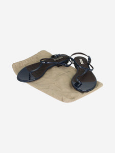 Bottega Veneta Dark blue patent T-bar sandals - size EU 37