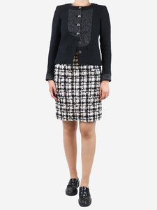 Chanel Black and white tweed checkered midi skirt - size UK 8