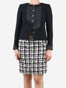 Chanel Black lace-trimmed jacket - size UK 8