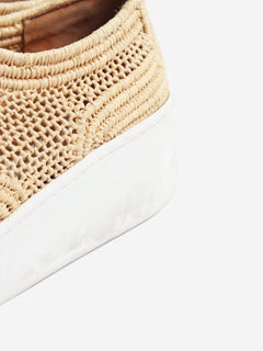 Neutral woven raffia platform shoes - size EU 38.5