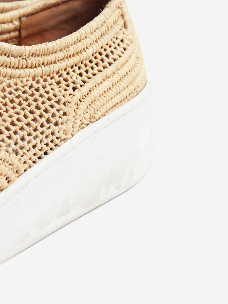 Neutral woven raffia platform shoes - size EU 38.5