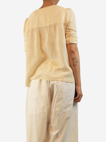 Butter yellow floral silk blouse - size UK 8 Tops Chloe 