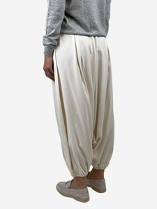 Bamford Cream silk baggy trousers - size UK 8