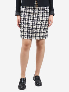 Chanel Black and white tweed checkered midi skirt - size UK 8