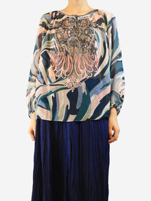 Blue embellished sheer blouse - size UK 12 Tops Emilio Pucci 