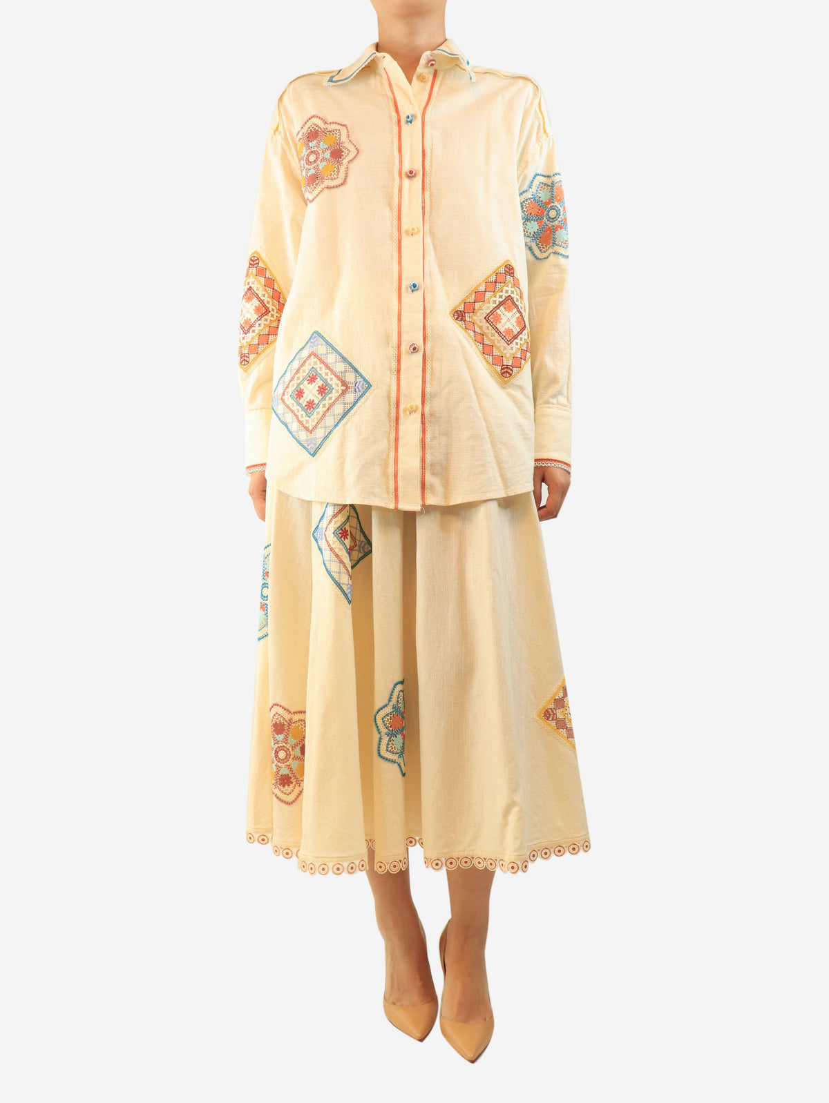 Cream skirt and blouse two piece set - size UK 10 Sets Zimmermann 