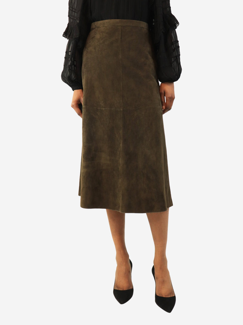 Green suede midi skirt - size UK 4 Skirts S'Max Mara 