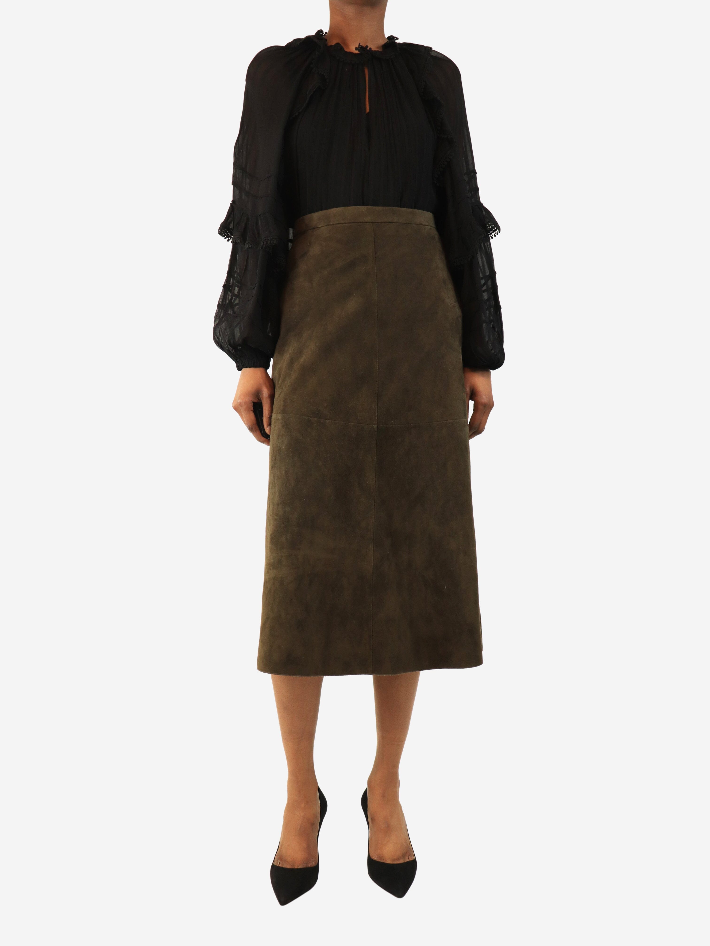 Green suede midi skirt - size UK 4 Skirts S'Max Mara 