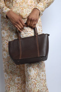 Burberry Brown mini leather top handle bag