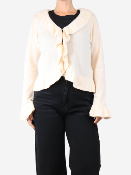 Cream frilly cashmere cardigan - size M product image