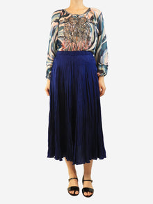 Navy plisse midi skirt - size UK 8 Skirts Joseph 
