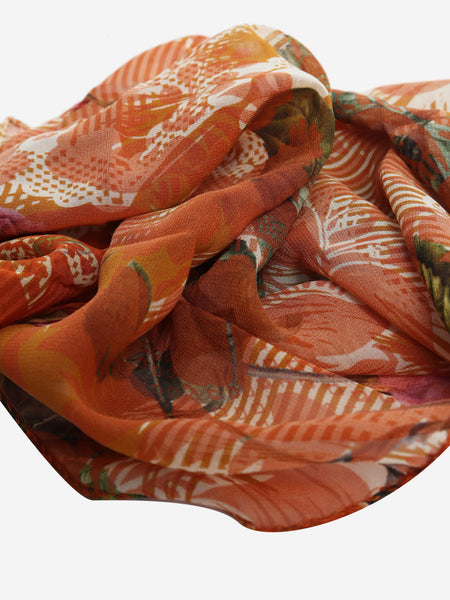 Neutral silk triangle scarf alternate image
