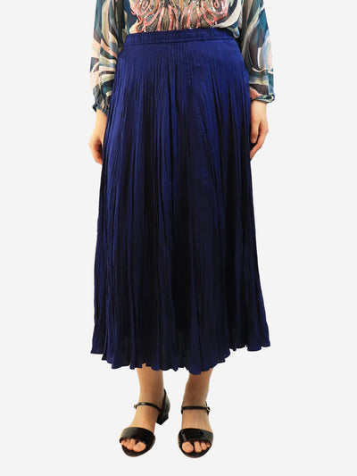 Navy plisse midi skirt - size UK 8 Skirts Joseph 