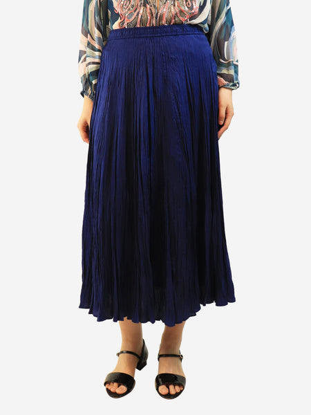 Navy plisse midi skirt - size UK 8 product image