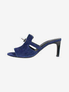Hermes Dark blue suede peep-toe sandal heels - size EU 37