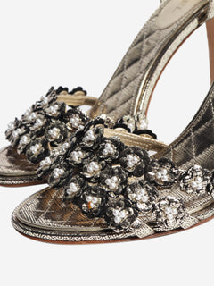 Gold metallic faux-pearl embellished sandal heels - size EU 39 Heels Chanel 