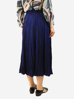 Navy plisse midi skirt - size UK 8 Skirts Joseph 