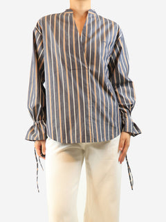 Grey striped v-neck blouse - size UK 10 Tops See By Chloe 