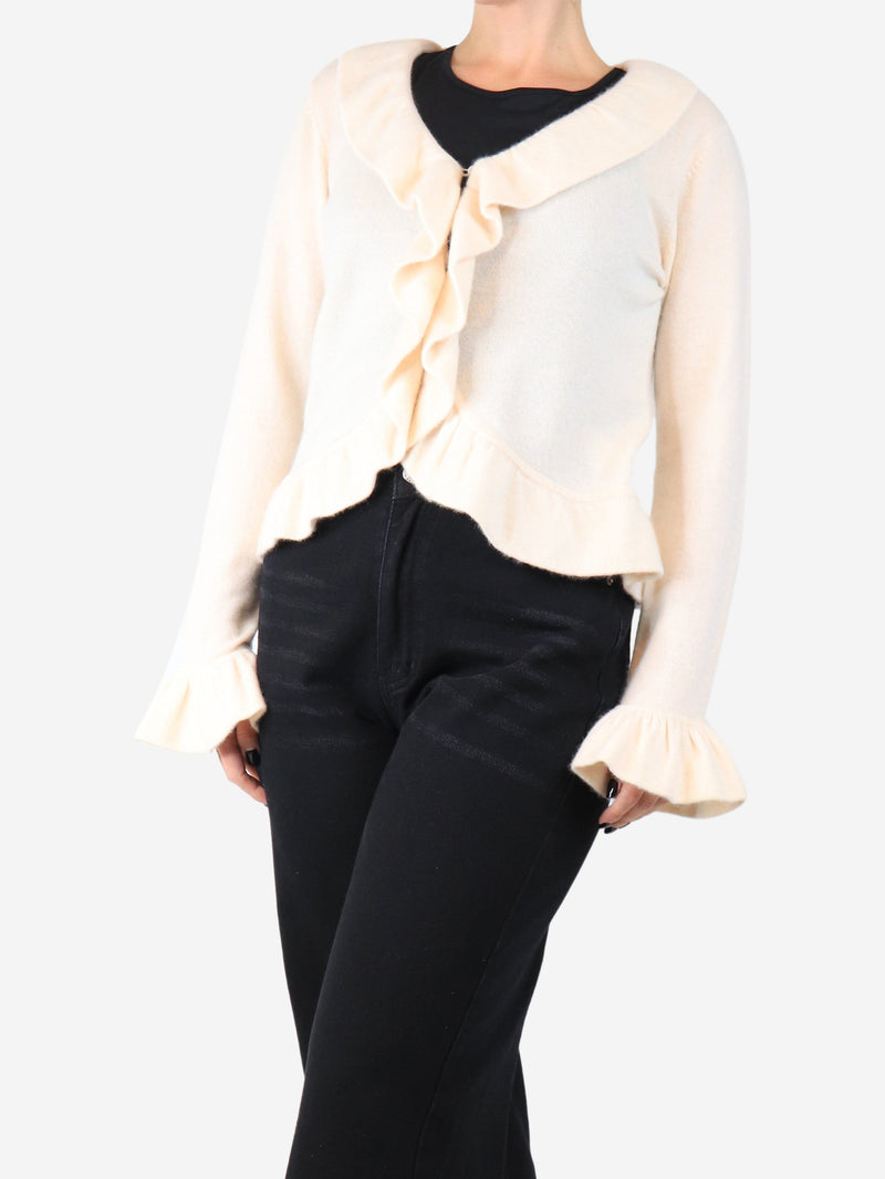 Cream frilly cashmere cardigan - size M Knitwear Shyla NY 