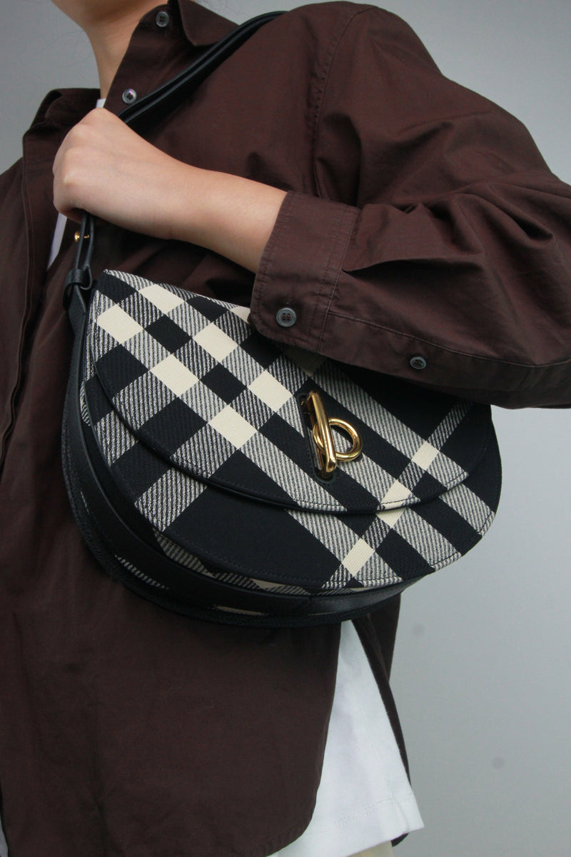 Black jacquard-woven check shoulder bag Shoulder bags Burberry 
