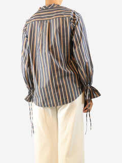Grey striped v-neck blouse - size UK 10 Tops See By Chloe 