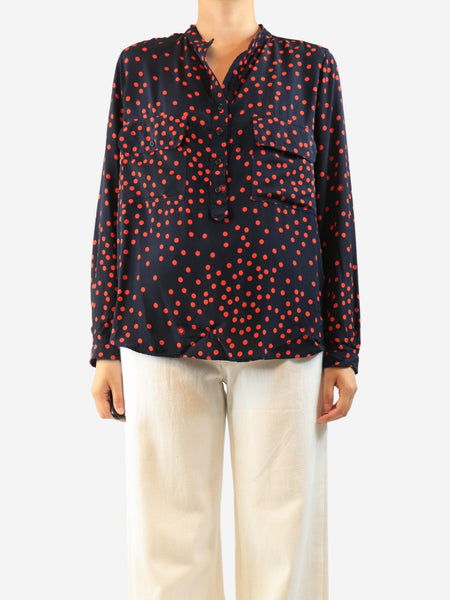 Navy and red polka dot blouse - size UK 12 product image
