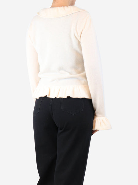 Cream frilly cashmere cardigan - size M alternate image