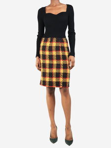 Marni Multicolour boucle check pencil skirt - size UK 6