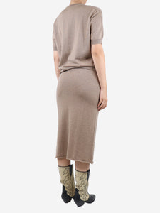 BaBaa Brown wool t-shirt and midi skirt - size S