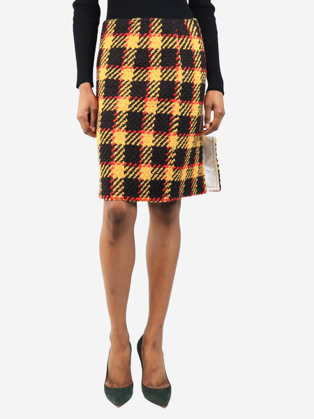 Multicolour boucle check pencil skirt - size UK 6 product image