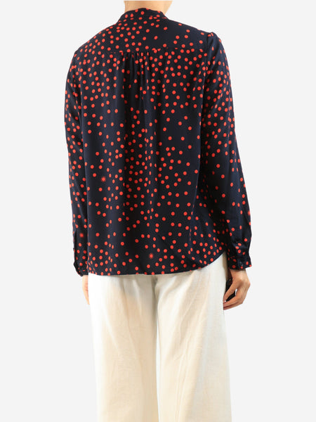 Navy and red polka dot blouse - size UK 12 alternate image