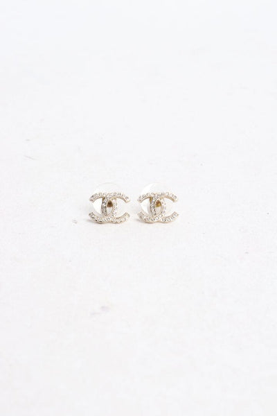 Gold plated diamante CC studs Jewellery Chanel 