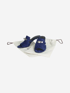 Hermes Dark blue suede peep-toe sandal heels - size EU 37